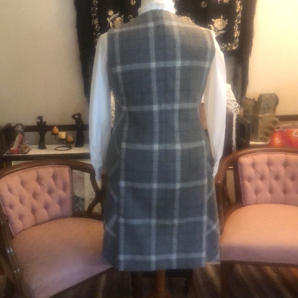 Laura Ashley retro style jumper- grey plaid, lined, size 16, 1X - Picture 4 of 7